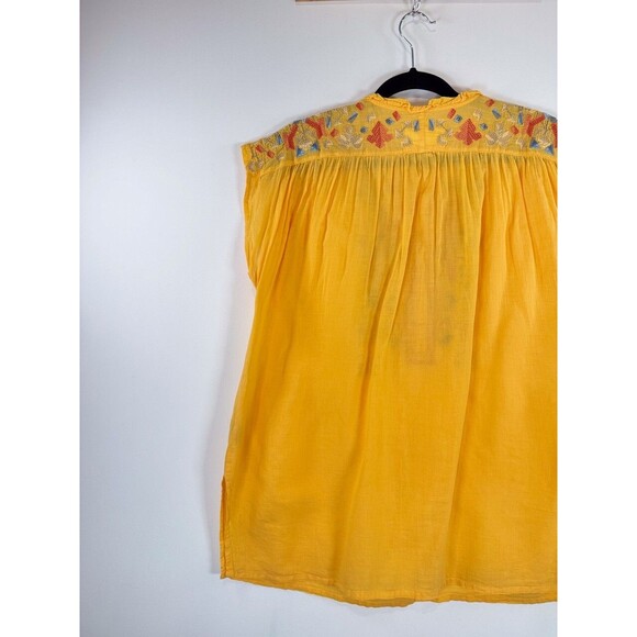 Johnny Was Womens Top Yellow Biya Haddie Embroidered Short Sleeve Blouse Small - Picture 8 of 11